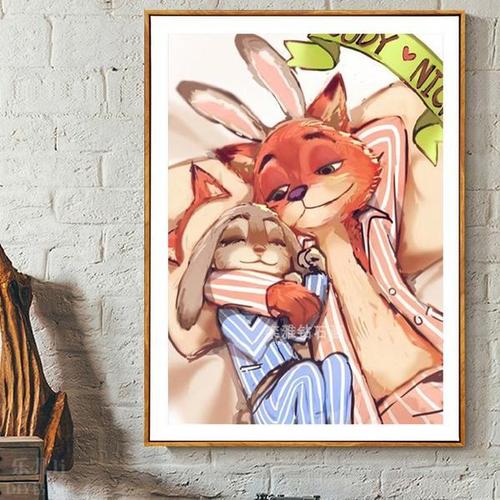 动漫卡通diy方钻满钻钻石画疯狂动物城朱迪尼克狐狸镶贴钻十字绣