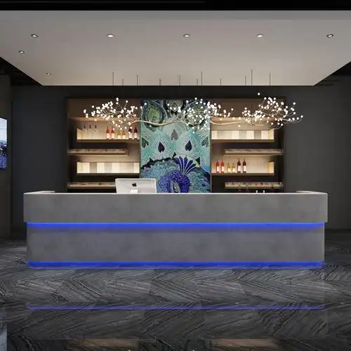 复古工业风公司酒店酒吧餐饮收银台健身房前台接待台转角吧台