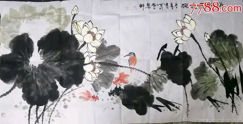 李建民四尺横幅荷花