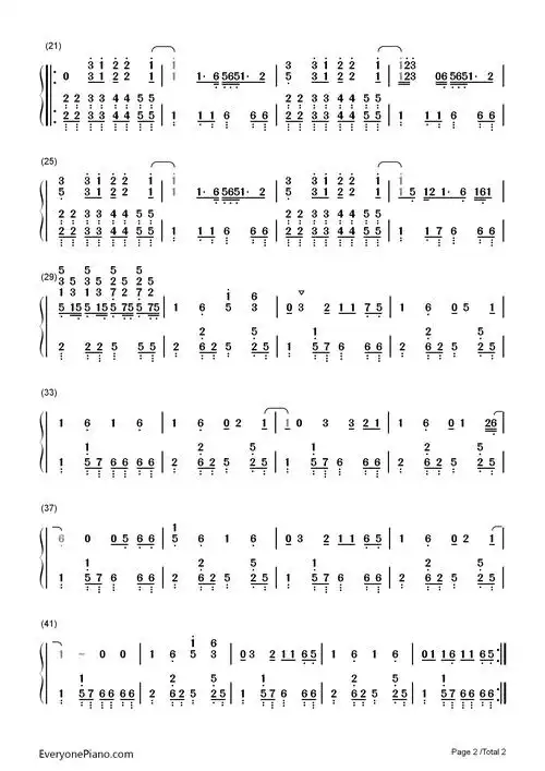 your love-redbone双手简谱预览2-钢琴谱文件(五线谱,双手简谱,数字谱
