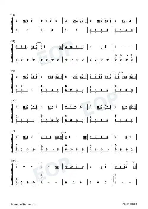 冬日-鞠婧祎和snh48双手简谱预览4-钢琴谱文件(五线谱,双手简谱,数字