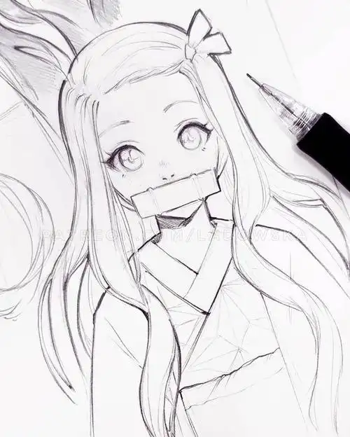 动漫少女黑白线稿素材,34张动漫人物线稿图,初学者临摹必备