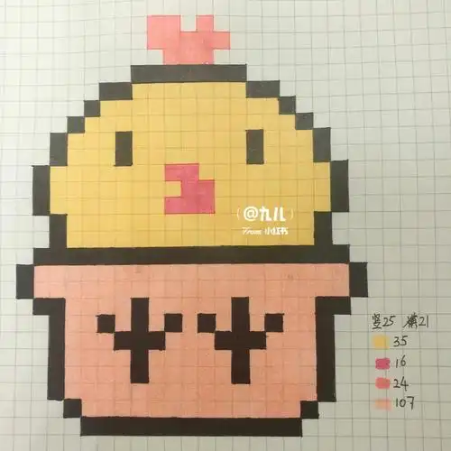 像素画网格画盆栽小鸡