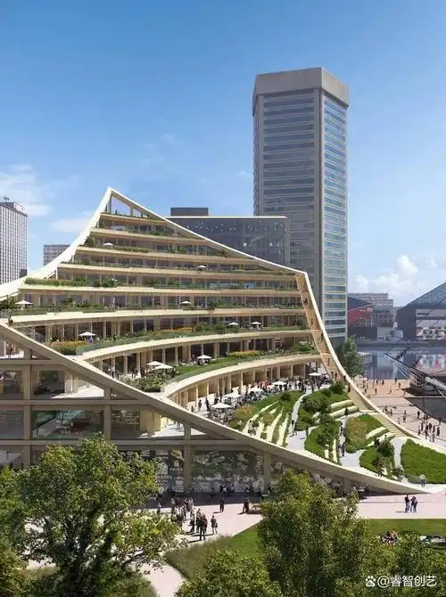 美国巴尔的摩推进海滨振兴项目,造型独特的主建筑吸引人潮