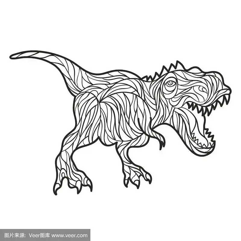 矢量单色手绘插图的暴龙.