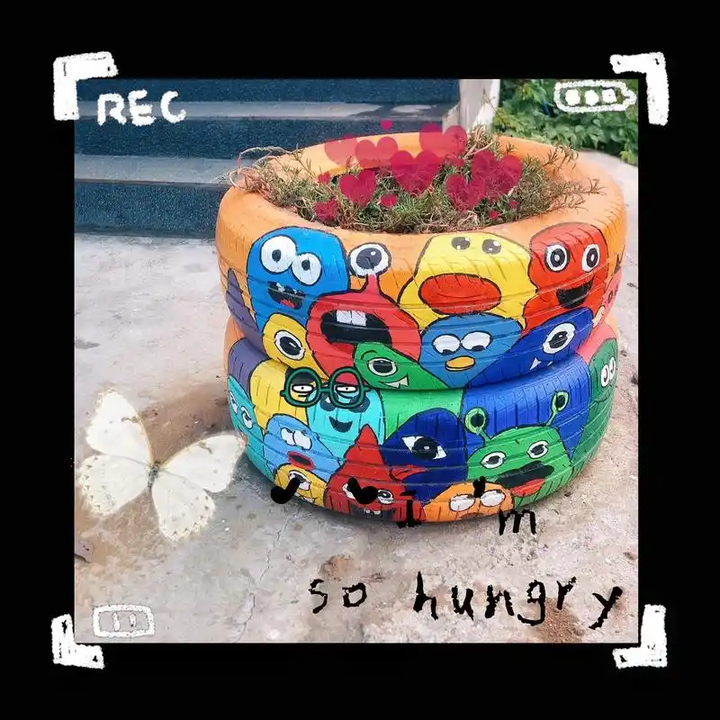 利用起来旧轮胎08!#画画打卡 #纯手绘 #乱涂乱画系列 - 抖音