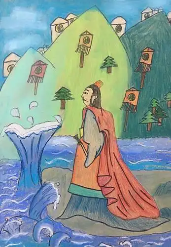 少儿书画作品-观沧海/儿童书画作品观沧海欣赏_中国少儿美术网