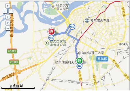 哈尔滨医科大学到哈市群力喷泉