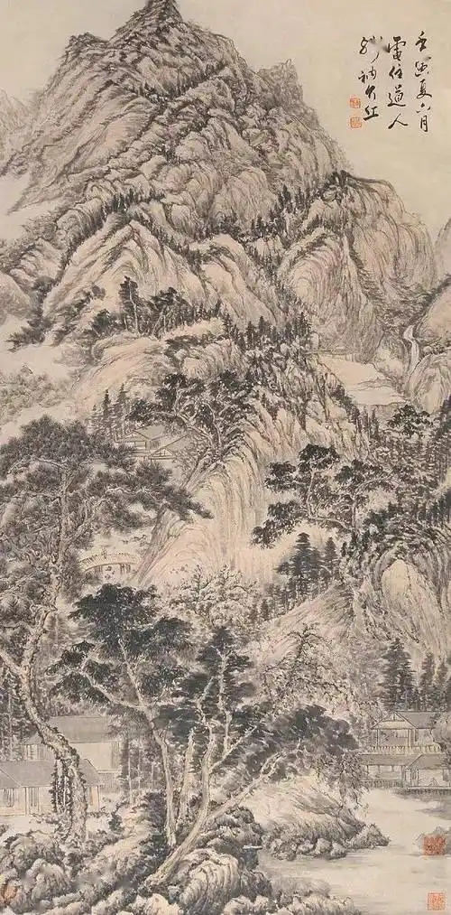 石溪作品石溪山水立轴石溪作品石溪山水立轴石溪作品石溪溪山垂钓图