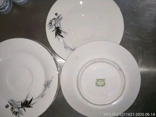 七十年代河北唐山款瓷墨彩竹子碟六个_彩绘瓷/彩瓷_第1张_7788瓷器