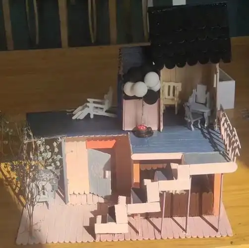 雪糕棒手工制作  #雪糕棒 #小别墅  #雪糕棒作品