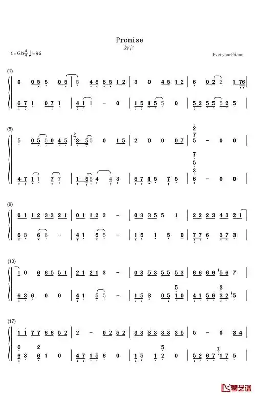 promise钢琴简谱数字双手exo张艺兴