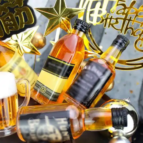 男神生日父亲节蛋糕装饰摆件仿真酒啤酒扎啤酒瓶男士生日装扮洋酒