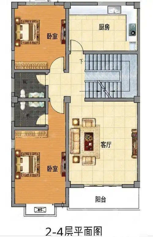三栋8x12米四层农村小户型设计图适合家里人口多的居住比城里别墅还