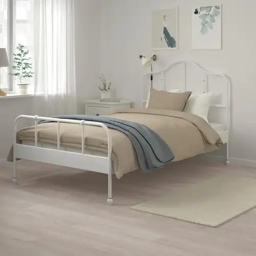 ikea宜家sagstua格斯图床架白色现代简约经济型单人床金属铁艺