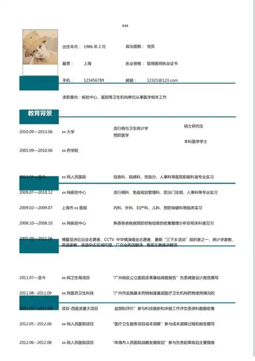 医务工作医生个人简历