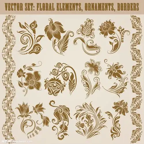 花卉植物花纹素材下载,花卉植物花纹模板下载,边框,花卉图案,植物花纹