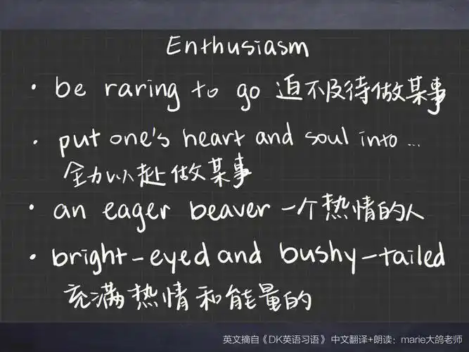 形容enthusiasm热情洋溢的英语习语dk习语