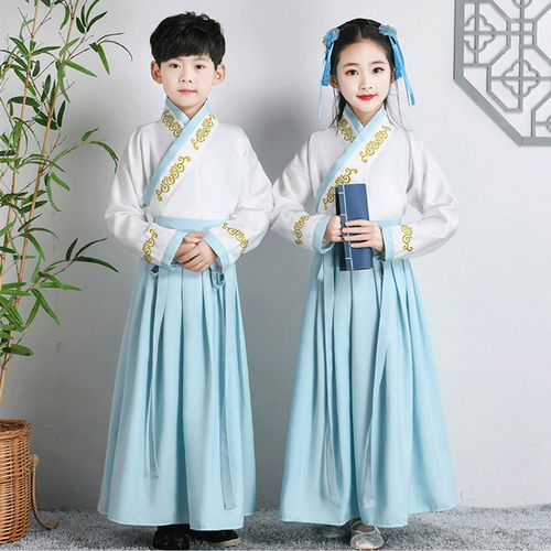 幼儿童古装汉服男童女童唐朝古代书生小书童古诗词朗诵表演出服装
