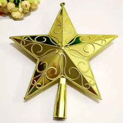 圣诞树顶星 五角星 圣诞树挂件 圣诞树装饰品 大五角星 金色银色