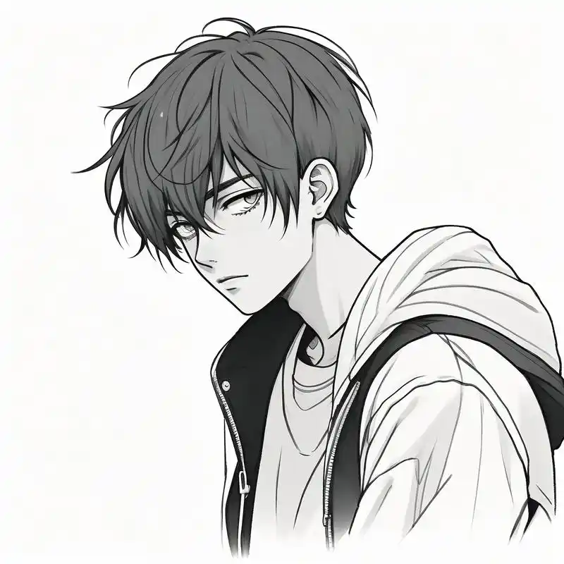 动漫抑郁风94黑白男生头像