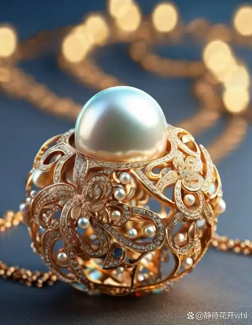 珍珠项链,宛如一条流淌着柔光的银河,环绕在颈间,闪烁着梦幻般的光彩.