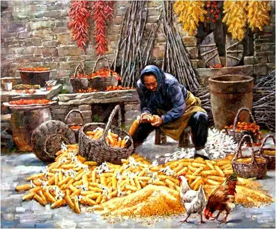 一组农村题材的油画作品欣赏