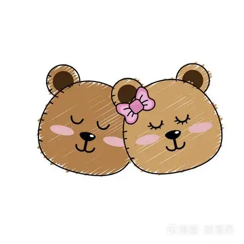 可爱的动物夫妇熊在一起矢量插图