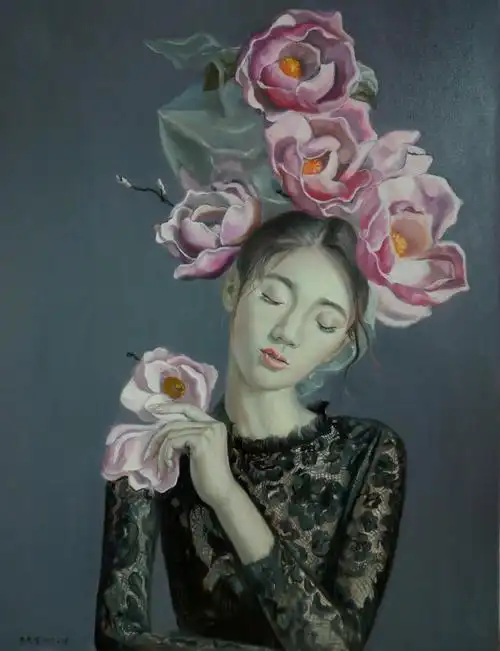 油画《女人花》.一花一世界.