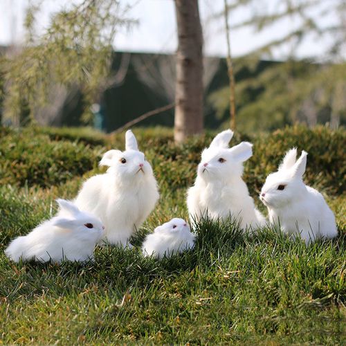 真皮仿真小兔子儿童毛绒玩具小白兔动物模型玩偶公仔玉兔摄影道具