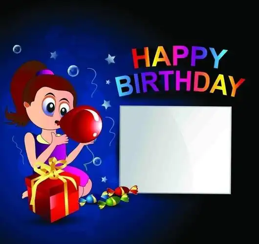 卡通生日快乐矢量素材图片