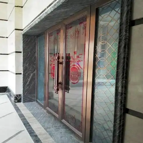 吉达旺定制酒吧黄钛金不锈钢地弹簧推拉门 别墅拉丝红古铜玻璃门