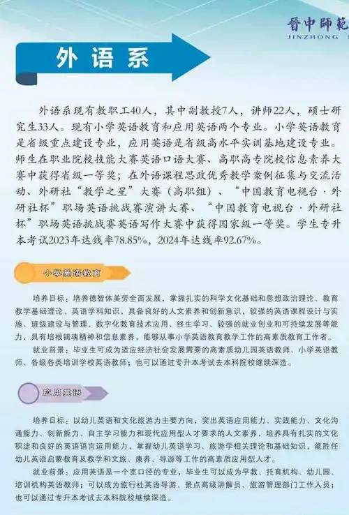 晋中师范高等专科学校2024年招生简章