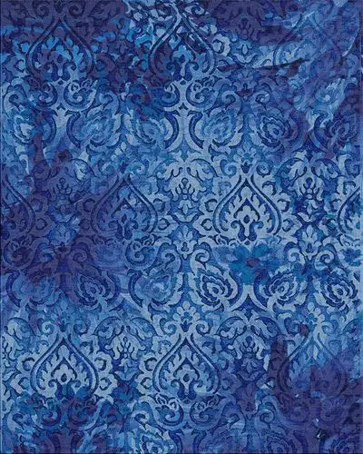 美式风格蓝色简单波斯花纹图案地毯贴图