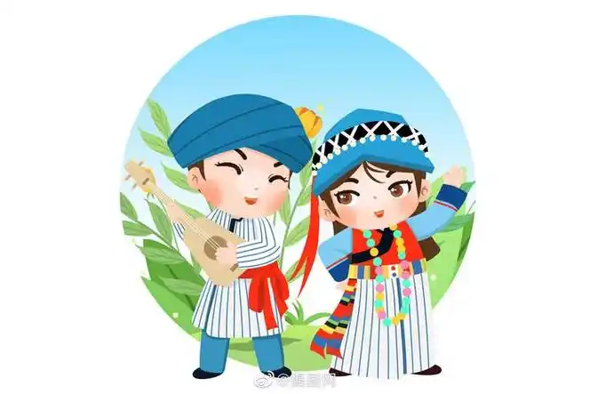56民族传统服饰手绘人物插画快来看看这些民族你认识吗