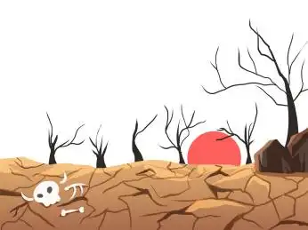 卡通手绘自然灾害场景插画