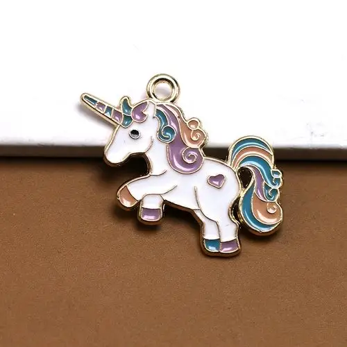 欧美跨境爆款 彩色滴油七彩独角兽潮流个性项链吊坠挂件 厂家直销