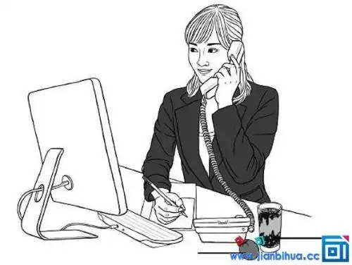 办公室文员简笔画