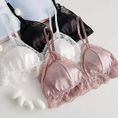 真丝内衣vinsu法式真丝蕾丝超薄内衣文胸无钢圈胸罩