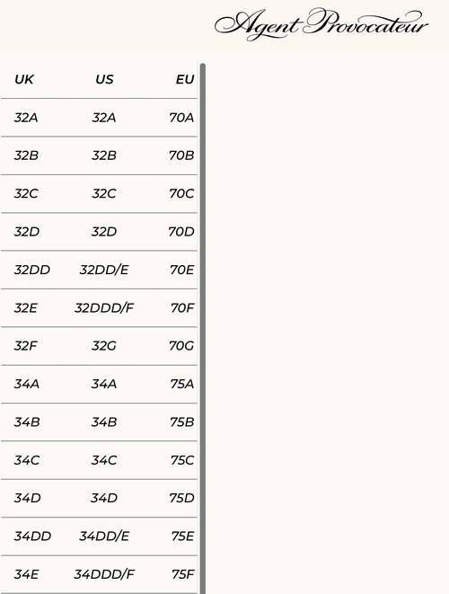 文胸尺码1尺码表