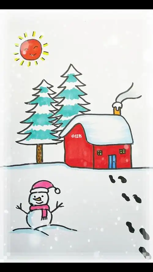 创意  #零基础学画画  #一起学画画  #冬天  #雪景