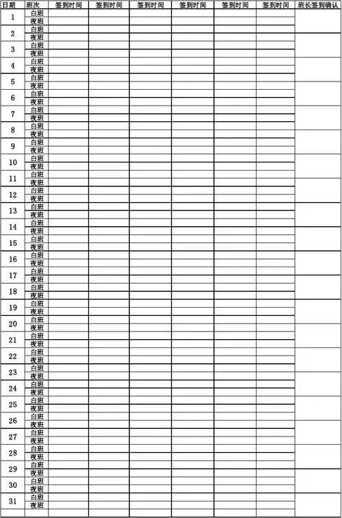 安保员巡查签到表