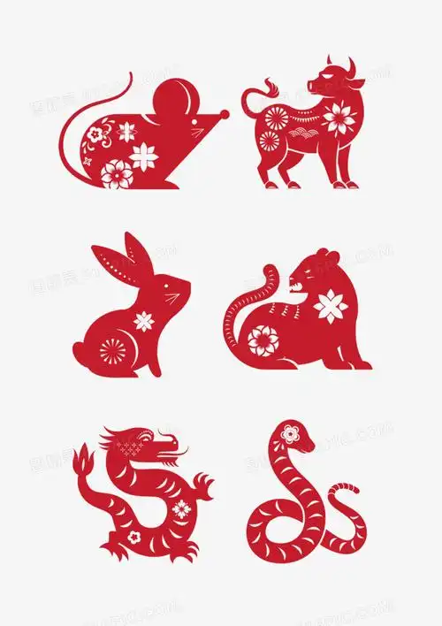 一组简约矢量十二生肖剪纸合集免抠素材图片免费下载_png素材_编号z62