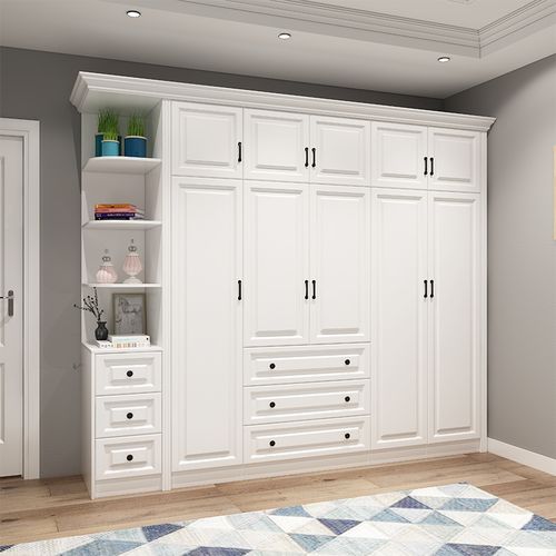 简约现代美式衣柜组装板式衣柜卧室整体衣柜平开门衣柜储物柜定制