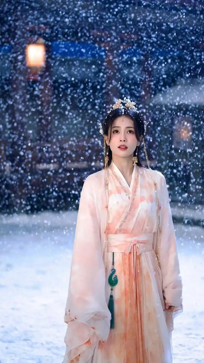 古典国风美人# #明星古风造型# #白鹿# 白鹿长月烬明雪景照分享