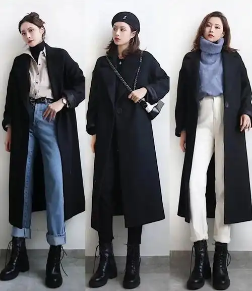 经典的黑色大衣排在第一位,而且不会受到年龄,身材等限制,服装搭配也