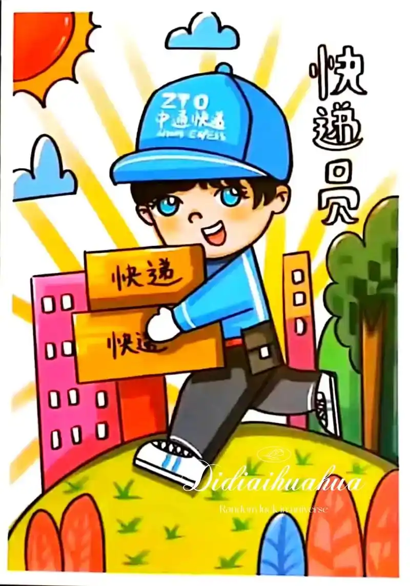 人物职业儿童画分享.#少儿创意美术 #手绘 #漫画人物手绘教 - 抖音