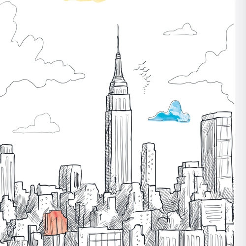 卡通城市简笔画背景