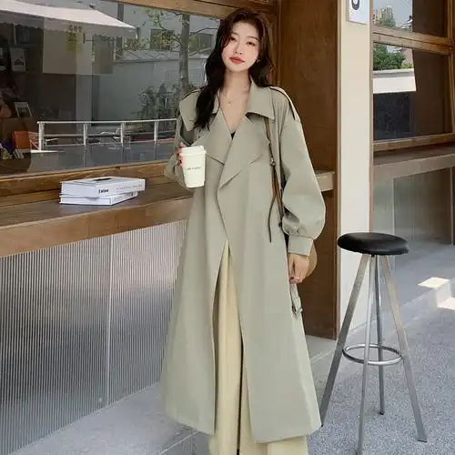日系中长款风衣外套女春秋2024新款高级设计感宽松廓形流行大衣潮