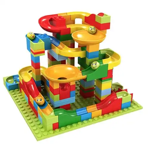 儿童积木玩具益智拼装男女孩百变滑道大颗粒拼图3到6岁4小颗粒